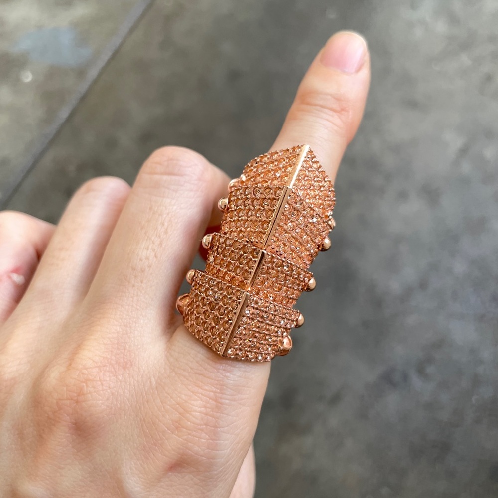 Rose gold Diamante Pave Swarovski crystal Armour ring Vivienne Westwood